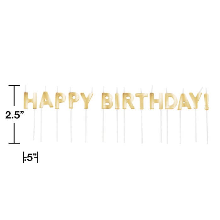 Gold Happy Birthday Candles