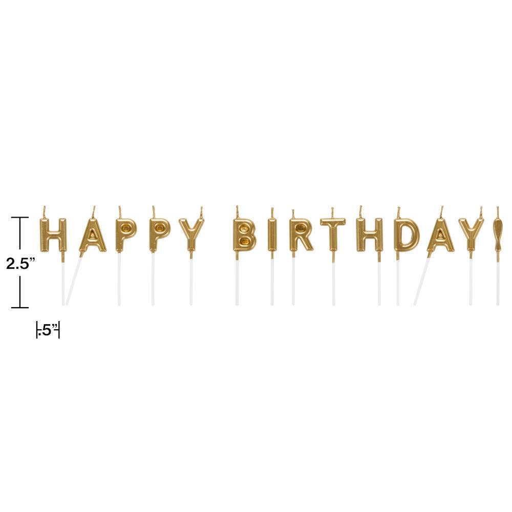 Gold Happy Birthday Candles