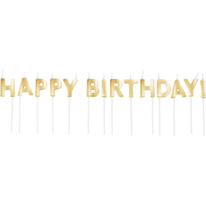 Gold Happy Birthday Candles