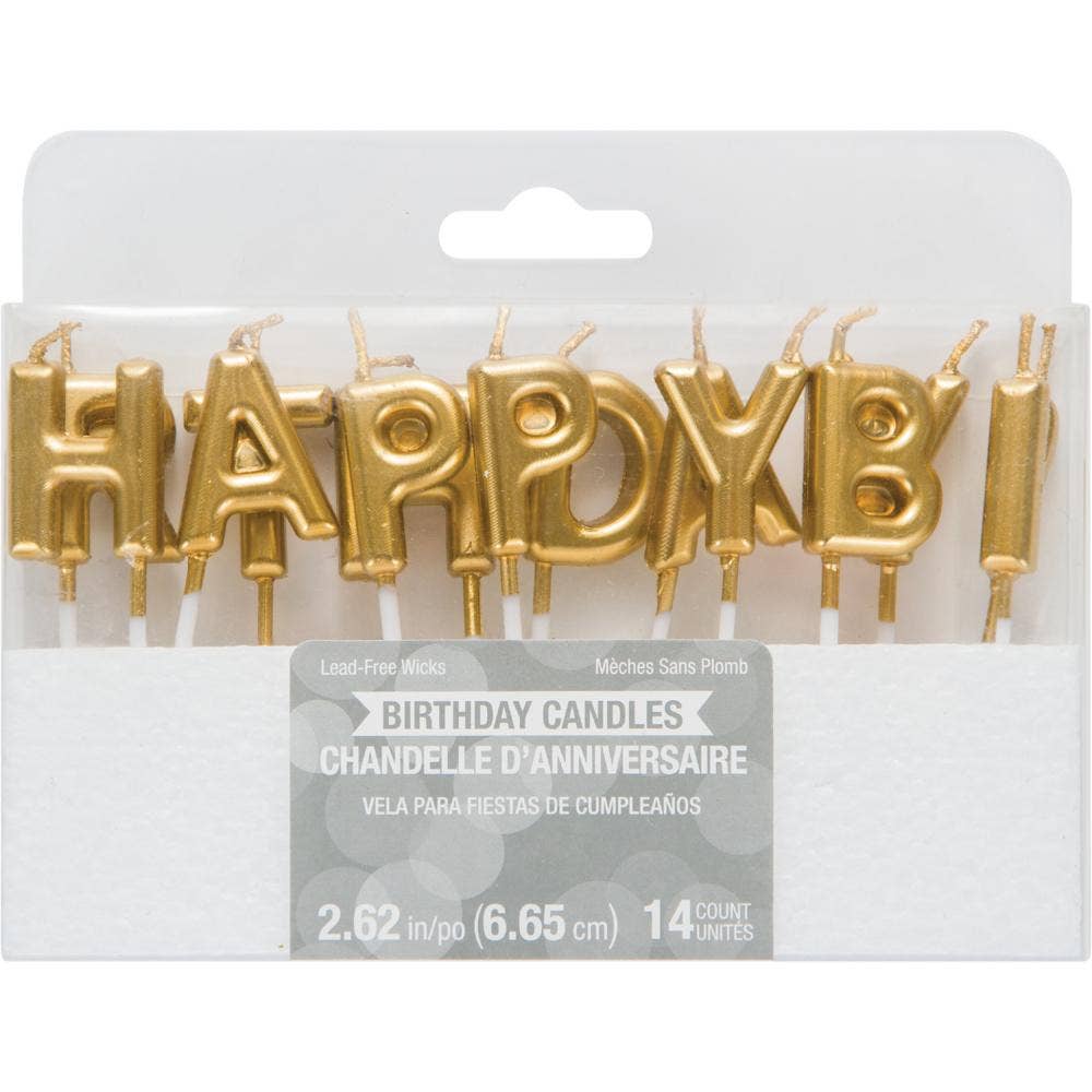 Gold Happy Birthday Candles
