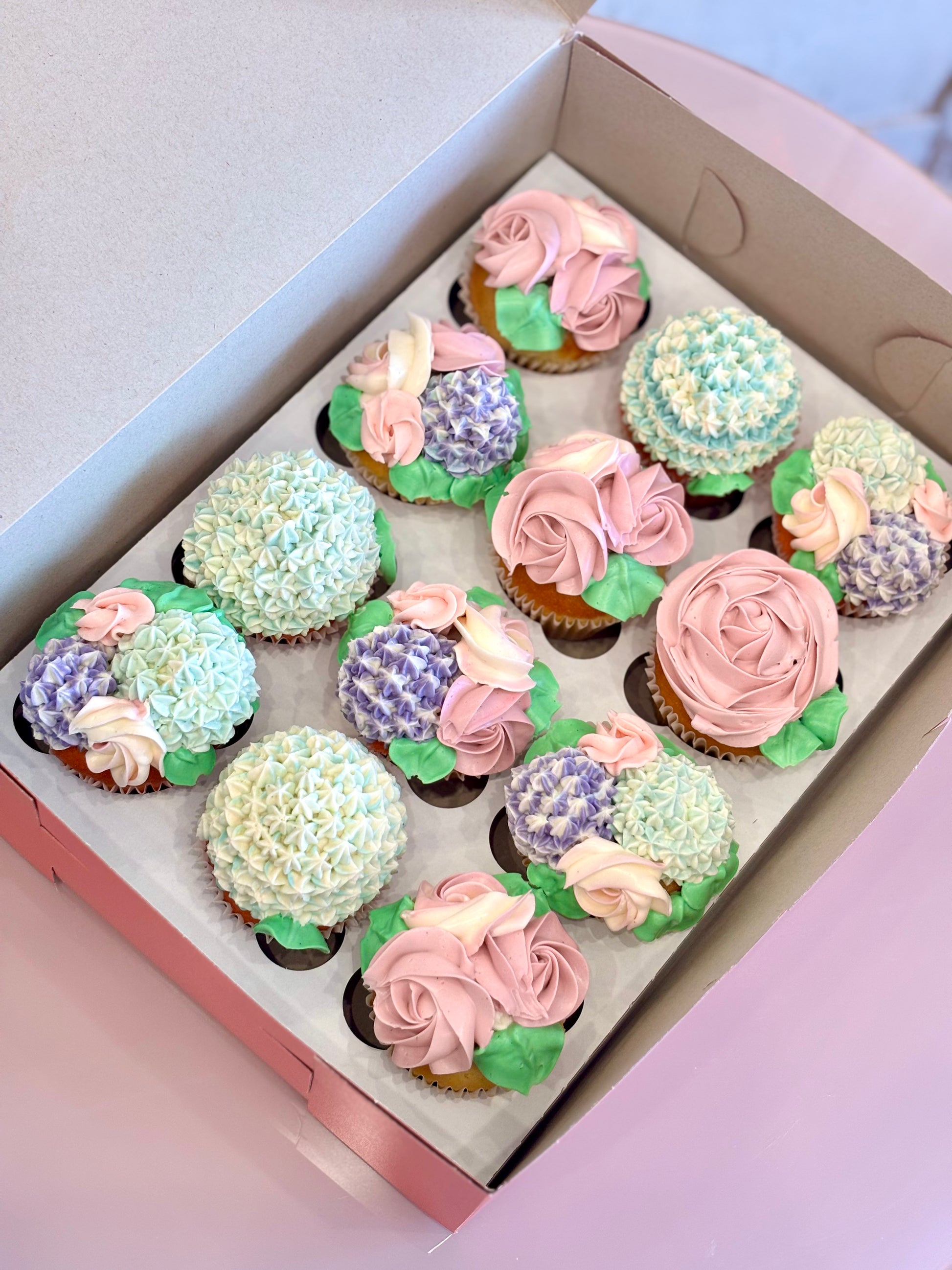 One Dozen Floral Cupcakes