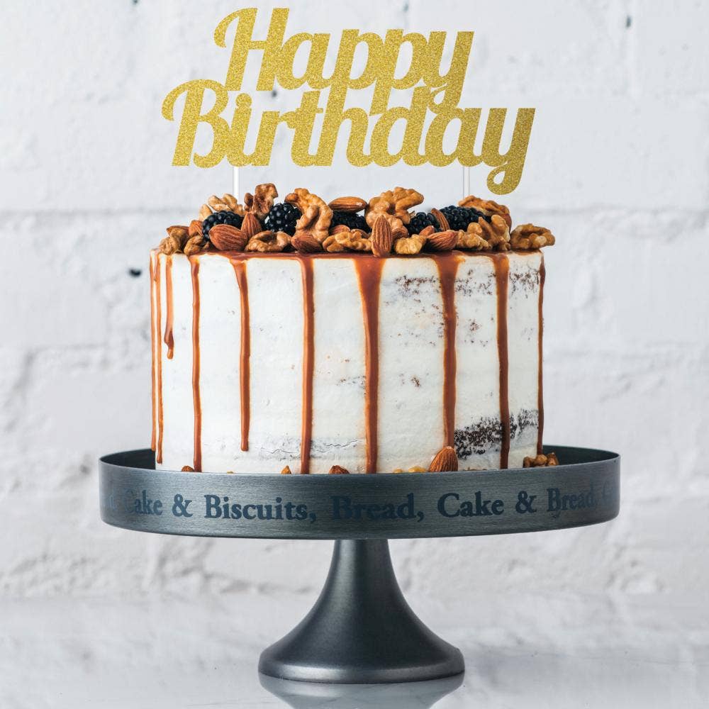 Gold Glitter Happy Birthday Cake Topper